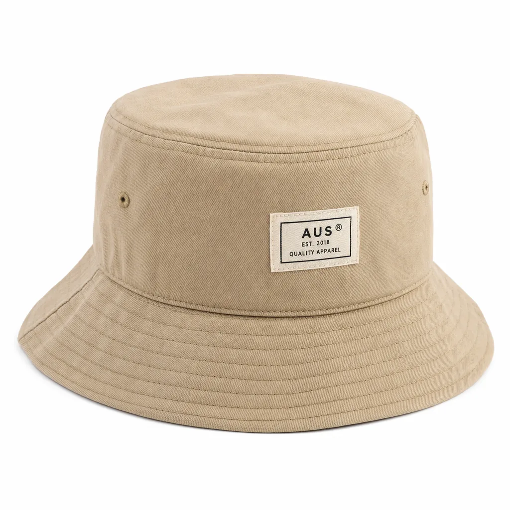 Custom cotton twill bucket hat with embroidered logo and 6 cm structured brim