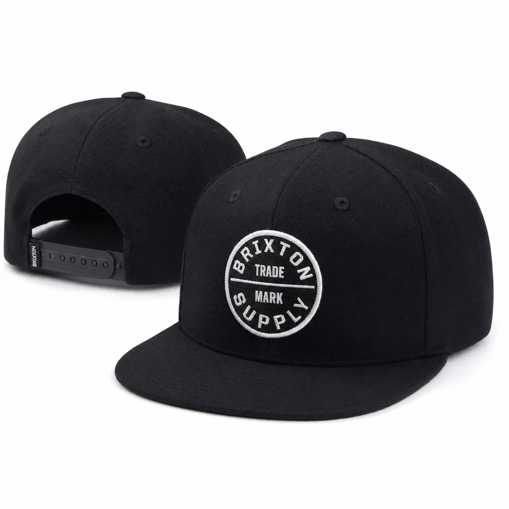 Premium flat-brim snapback hat with 3D puff embroidery and acrylic-wool blend construction